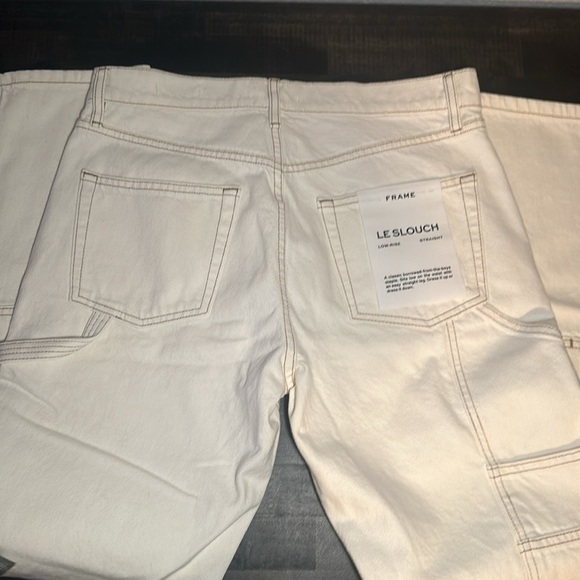 NWT Frame Denim Le Slouch White With Contrast Stitching Carpenter Jean Size 27 - Picture 11 of 12
